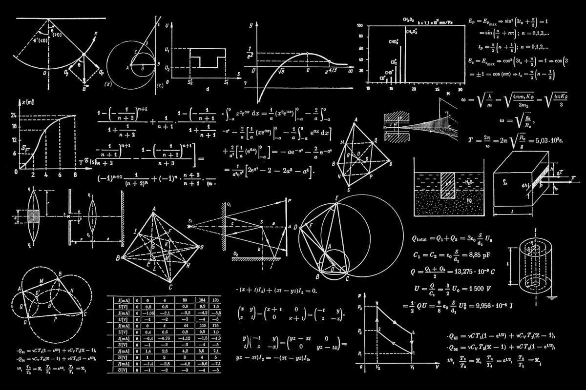 Abstract mathematical formulas and patterns