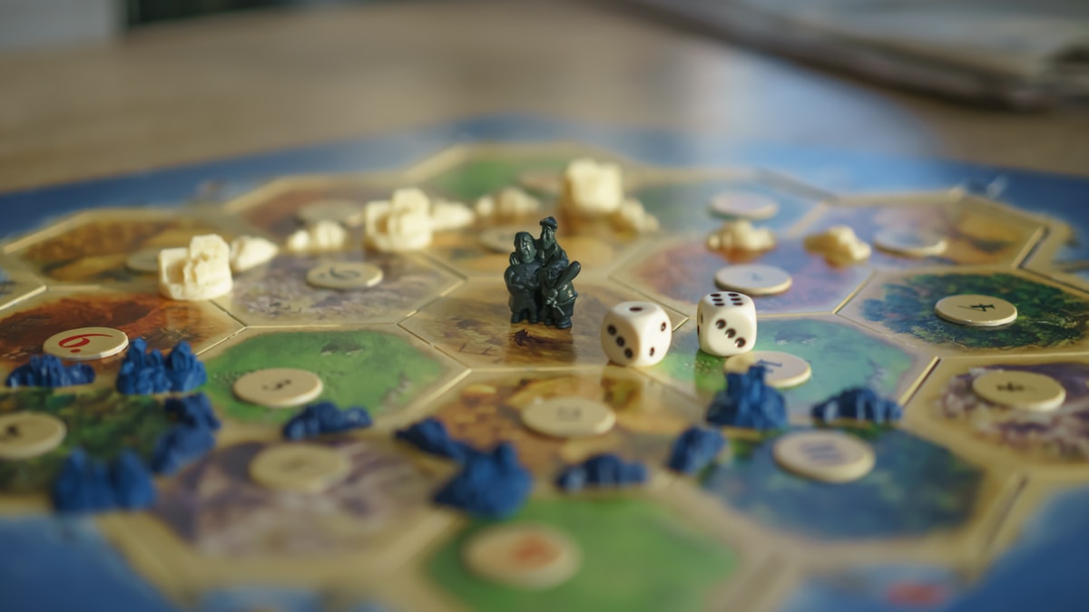 Dice and game pieces representing the enumeration of possibilities